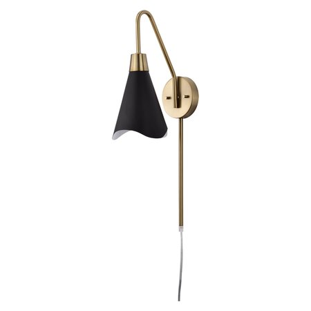 NUVO Tango 1-Light Wall Sconce - Matte Black with Burnished Brass 60/7467